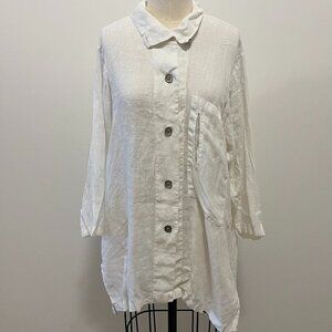 If The Planet Had An Address White Long Sleeve Button Up Blouse Dress